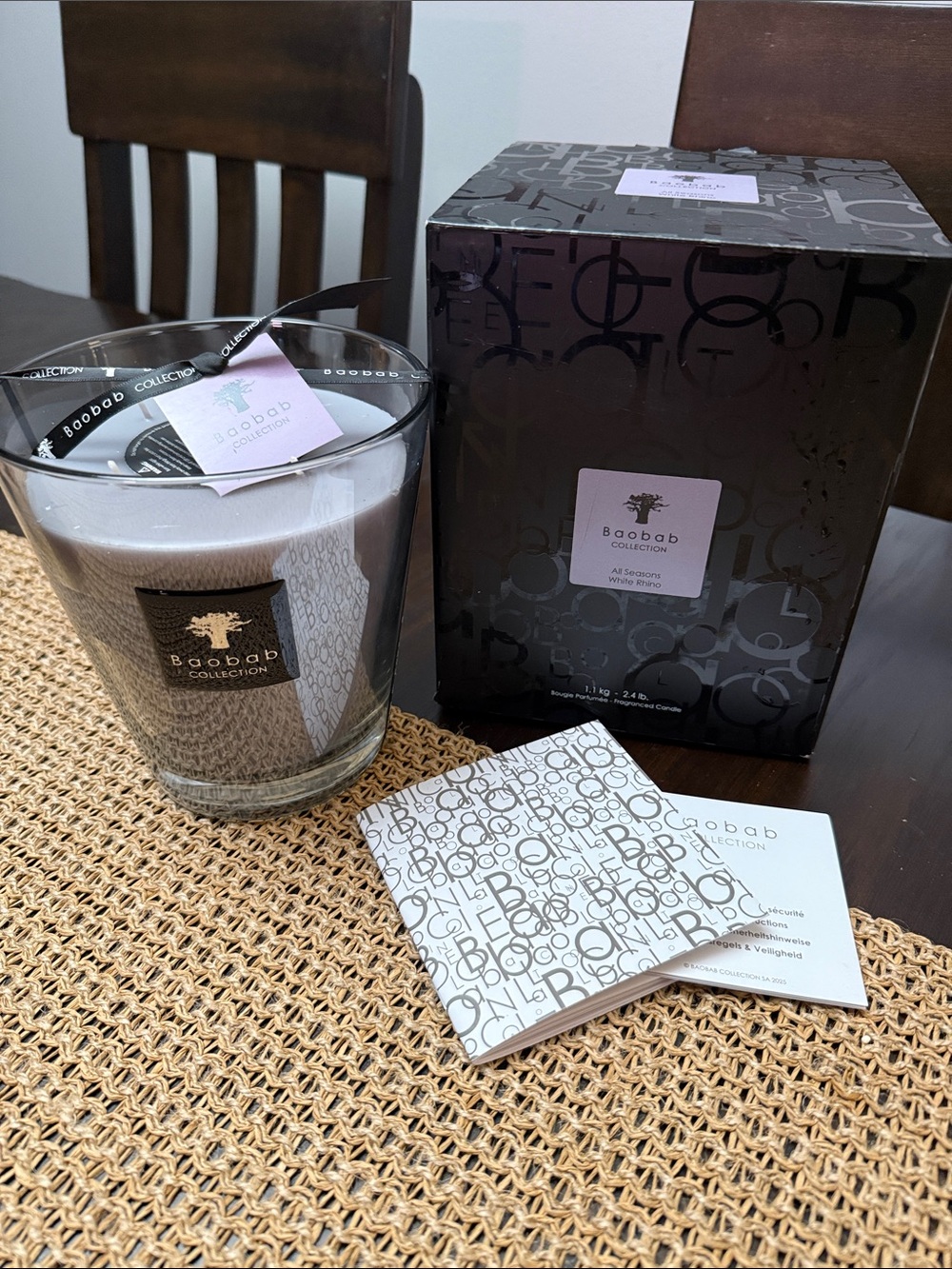 New in Box Baobab Collection All Seasons White Rhino Luxury Scented Candle 2.4lb